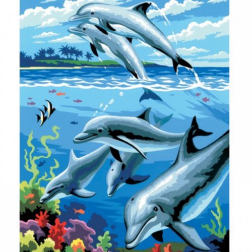Tableau peinture par numéros "les dauphins"