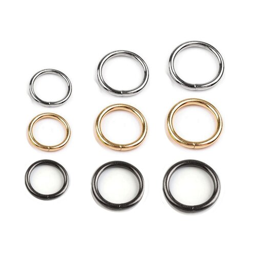 10 boucles anneaux ouverts en métal 20-25-30 mm / or, argent, noir / boucles maroquinerie, anneaux métal ouverts, boucles de sacs
