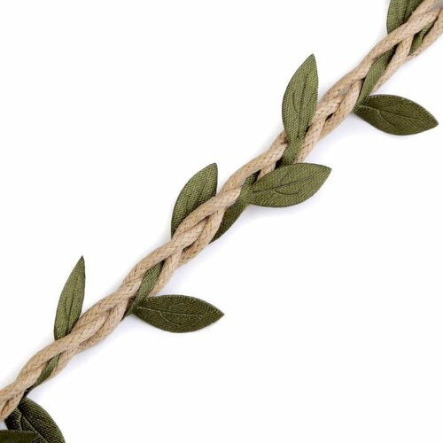 3m corde tressée guirlande de feuilles 30mm / ivoire, beige / guirlande lierre, décoration lierre, ruban lierre, ruban guirlande feuilles