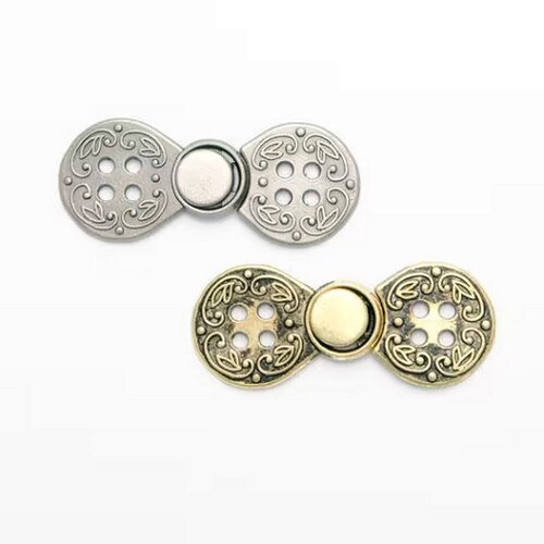 2 fermetures norvegiennes boutons brandebourgs / 18 ou 23mm, or ou argent / boutons métal, fermeture manteau ou veste, fermoir à clipser