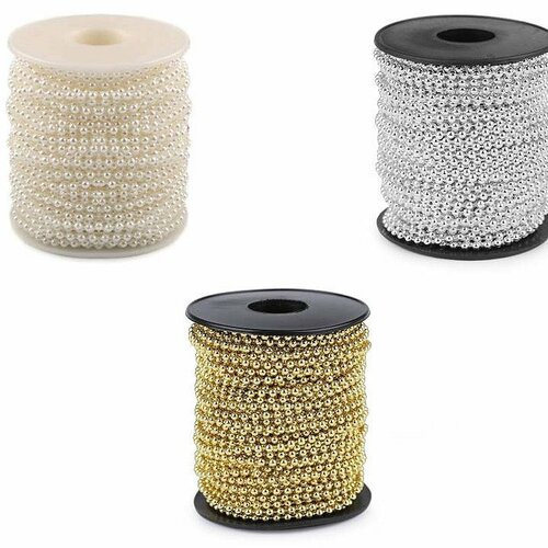 3m guirlande de fil de perles 4mm / nombreux coloris / guirlande de perles sur fil pour décoration mariage, décoration table ou noel