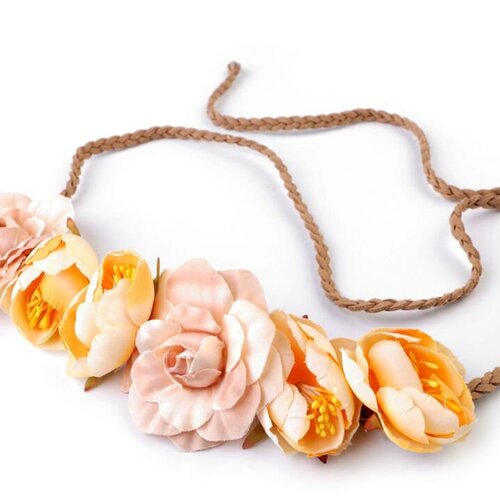 Headband cordon cuir et fleurs / accessoire de coiffure mariage champêtre, mariage romantique ou vintage