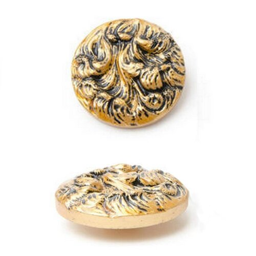 Gros bouton 38 mm effet métal or ou argent / bouton fantaisie résine, bouton bijoux
