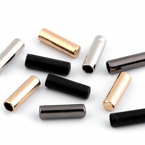 10 embouts de corde métal 4mm / noir, or, argent, argent noirci / stop cordon, finition cordelette, embout corde