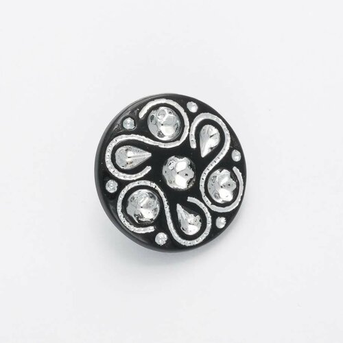 6 boutons noirs fleurs avec strass / 15, 18 ou 21 mm / boutons fantaisie, boutons noirs, boutons cristal strass