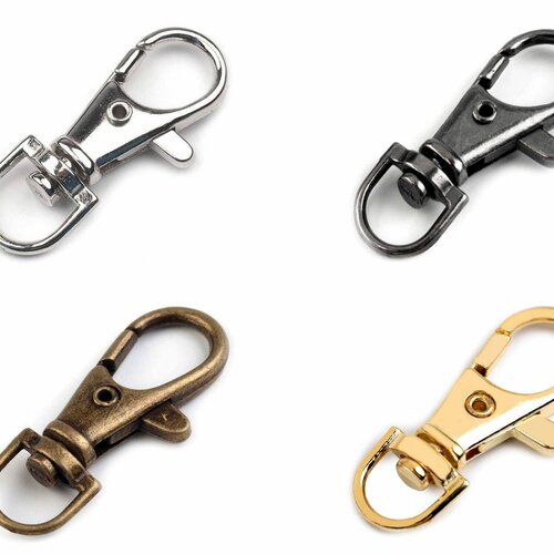 4 mousquetons 10mm pivotants en métal / métal argent bronze argent noirci / attaches clips crochets porte-clés fermoirs accroche métal