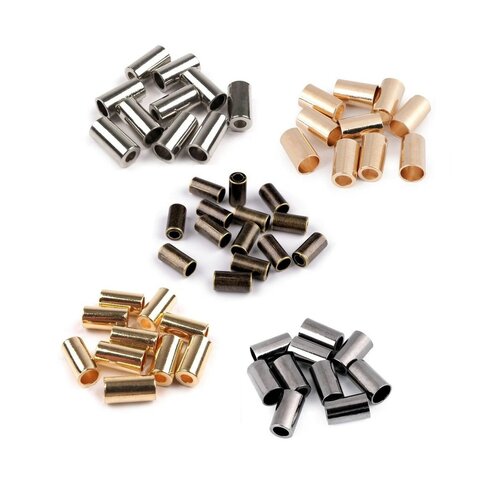 10 embouts de corde métal / 3,5mm et 5,5 mm / noir, or, argent, argent noirci / stop cordon, finition cordelette, embout corde