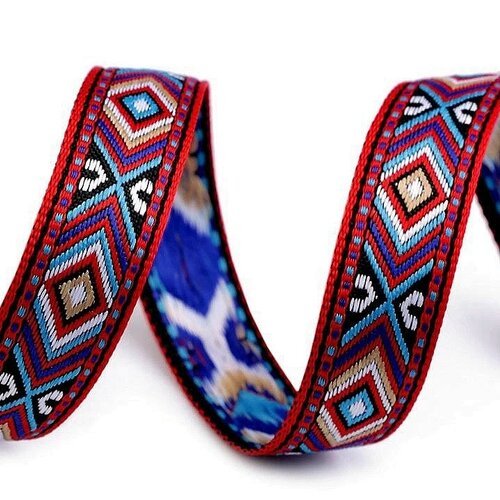 3m galon tissé motif indien 16mm / ruban ethnique, ruban folklorique, ruban tissé, ruban coloré, ruban bracelets, ruban jacquard indien
