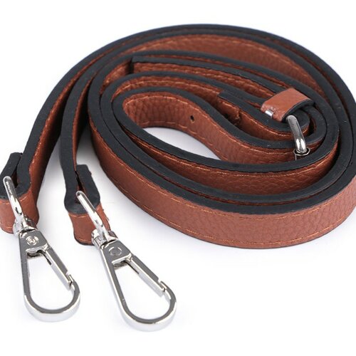 Bandoulière anse de sac simili cuir avec mousquetons / noir, marron / ajustable  113 - 123 cm / bandouliere cuir ajustable, anse de sac cuir