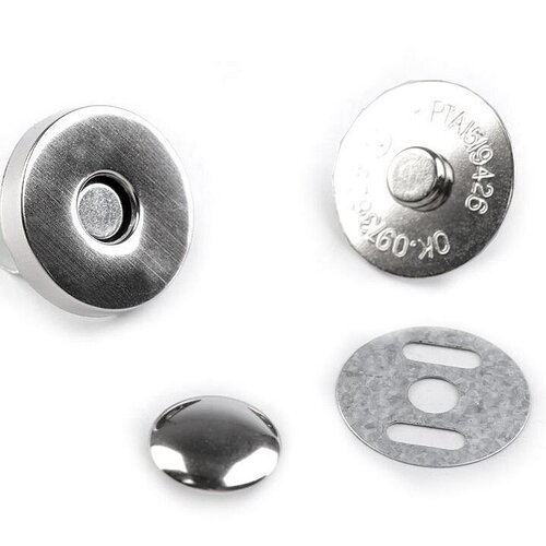 2 fermoirs magnétiques 18mm avec simple ou double rivet / argent, bronze, noir / boutons pressions aimantés, aimants pour fermeture sac