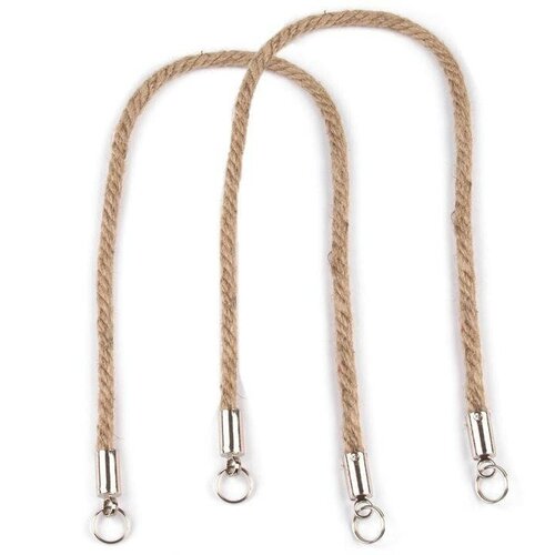 Anses de sac bandoulière avec boucles anneaux 45cm / corde sisal et métal argent / création de sacs porté épaule cabas tricot