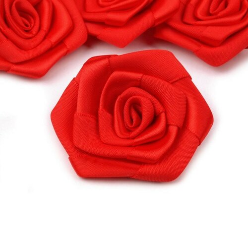 5 roses satin 50mm  / fleurs en ruban de satin, petites roses tissu décoration mariage, appliqués fleurs