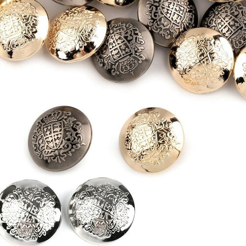 10 boutons métal ciselé 23 mm / or argent ou noir / ecusson gravé, bouton avec armoiries, boutons métal gravure relief