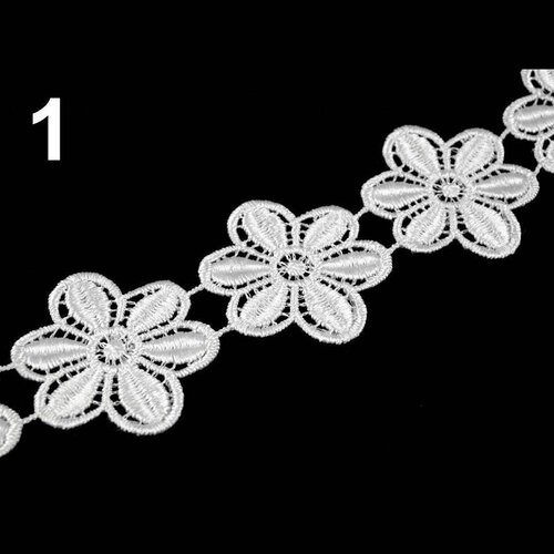 3m galon fleur dentelle guipure 45mm / nombreux coloris / ruban dentelle guipure, ruban fleur dentelle pour bordure, fleurs brodées dentelle