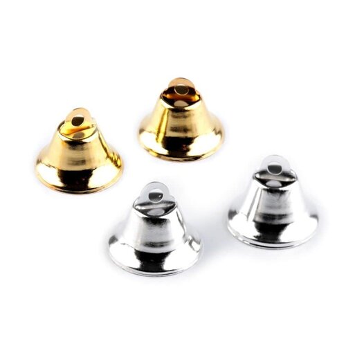 4 cloches de noël 12x20mm / argent ou or / décoration de l'avent, décoration noël, cloches en métal, décoration sapin de noël