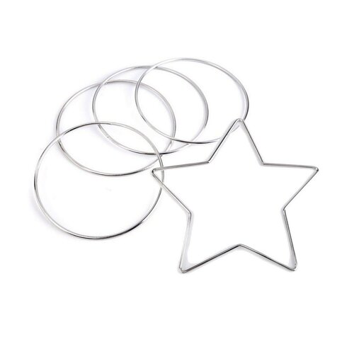 Cercle métal attrape rêves / 10-12-18-20-30 cm et forme étoile / anneau métallique en métal argenté, décoration murale, mobile, suspension