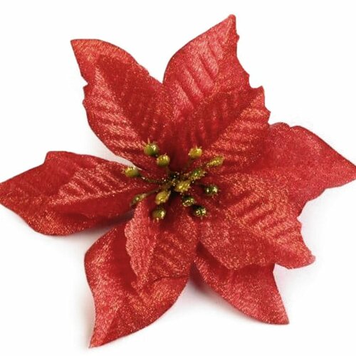 Fleur de noël poinsettia 14cm / rouge ou ivoire doré/ grosse fleur pour décoration de noël, couronnes de l'avent