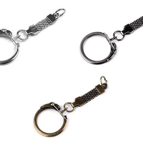 5 attaches porte clés avec chainette et boucle / métal argent / boucle porte-clés, porte-clefs métal, mousqueton pour porte-clef