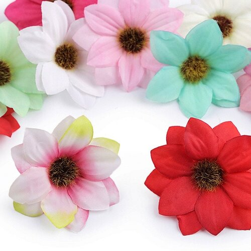 10 fleurs 60 mm coloris mélangés, fleurs artificielles pour couronnes de fleurs, ikebana, arrangement floral, composition florale