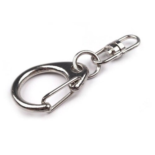 4 porte-clé en métal argent avec attache pivotante / boucle porte-clés, porte-clefs métal, mousqueton pour porte-clef