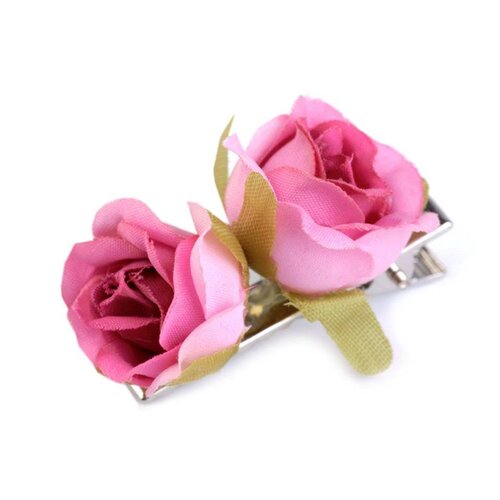 Roses en tissu rose fushia sur pince crabe / accessoires coiffure mariage, fleur cheveux mariage