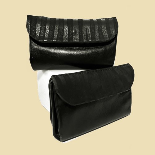 Portefeuille en cuir souple noir pour femme - portefeuille de style vintage femme