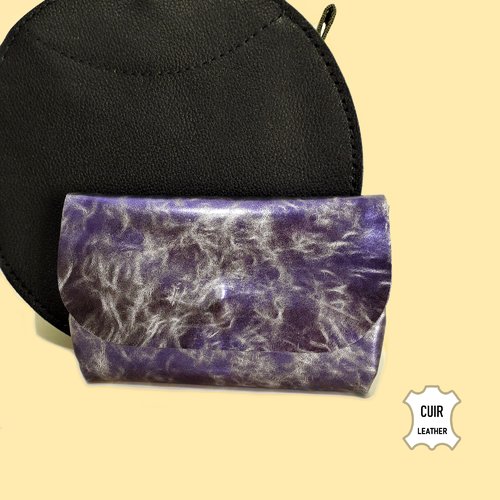 Portefeuille femme original en cuir violet