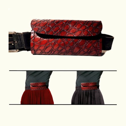 Pochette ceinture en cuir pour femme