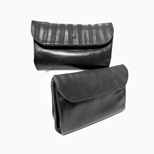 Portefeuille en cuir souple noir pour femme - portefeuille de style vintage femme