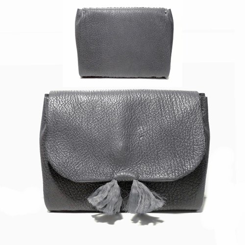 Portefeuille original porte cartes en cuir - petit portefeuille double compartiment pour femme