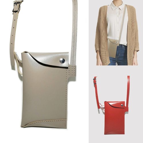 Petit sac original pour téléphone portable - pochette sacoche bandoulière en cuir femme