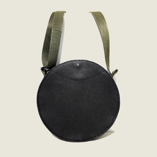 Sac tambourin en cuir noir - sac à main rond original pour femme