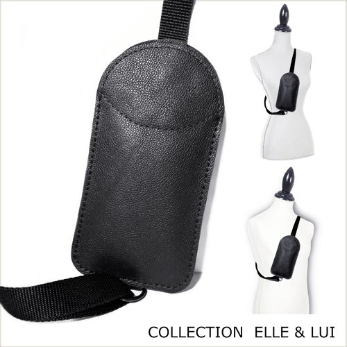 Sac poitrine cuir femme homme - pochette bandoulière cuir noir smartphone
