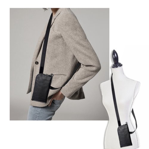 Mini sac en cuir à bandoulière pour téléphone portable femme
