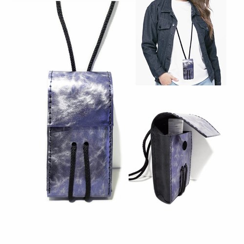Mini pochette en cuir tour de cou femme