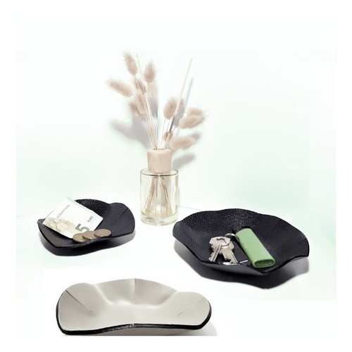 Vides poches en cuir noir - coupelles design vendues par 2
