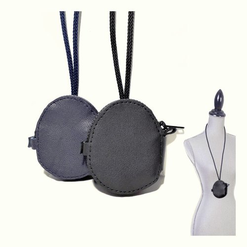 Porte monnaie rond tour de cou en cuir pour femme