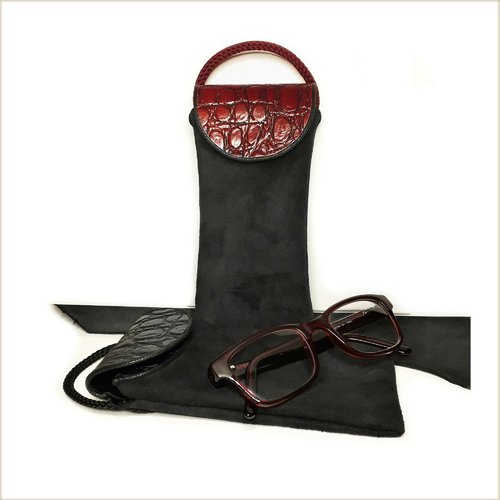 Etui à lunettes en cuir fantaisie pour femme
