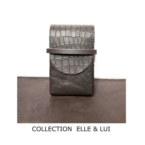 Etui pour paquet de cigarettes en cuir marron femme homme