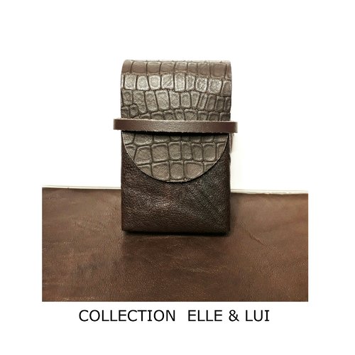 Etui pour paquet de cigarettes en cuir marron femme homme