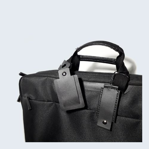 Porte étiquette bagage en cuir noir femme homme