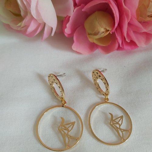 Boucles d'oreilles dorées fait main  - livraison offerte