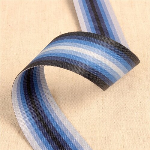 Bobine 10m sangle à rayures / stripes bleu 40mm