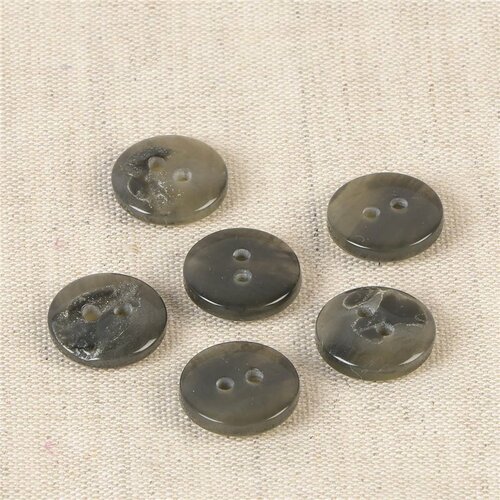 Lot de 6 boutons imitation pierre gris anthracite 15mm