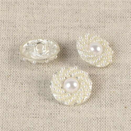Lot de 6 boutons perles blanc 15mm