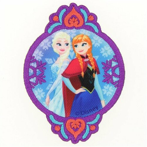 Ecusson broderie la reine des neiges elsa et anna 6x8cm