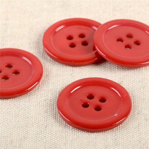 Lot de 6 boutons 100% nacre ronds rouge