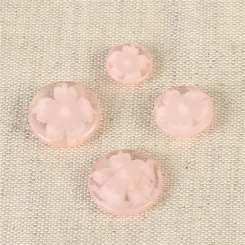 Bouton rond tunnel fleur rose layette