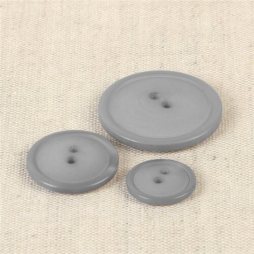 Lot de 6  boutons ronds 2 trous classique gris