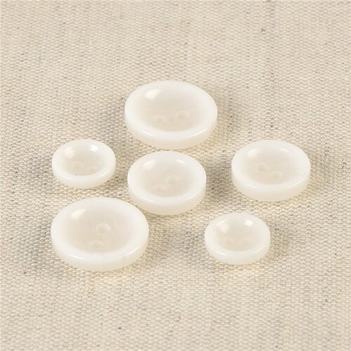 Lot de 6 boutons ronds 2 trous blanc